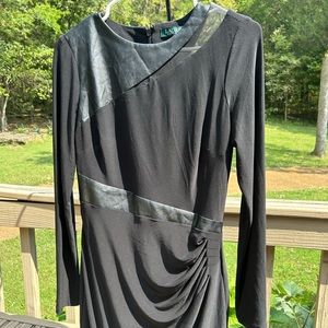 Ralph Lauren Women’s Black Celeste Dress with Faux Leather